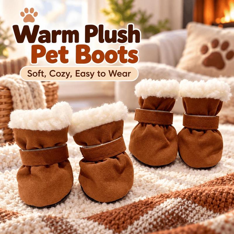 ๐Soft Velvet Puppy Booties, Warm Non-Slip Paw Covers for Small Dogs ๐พ