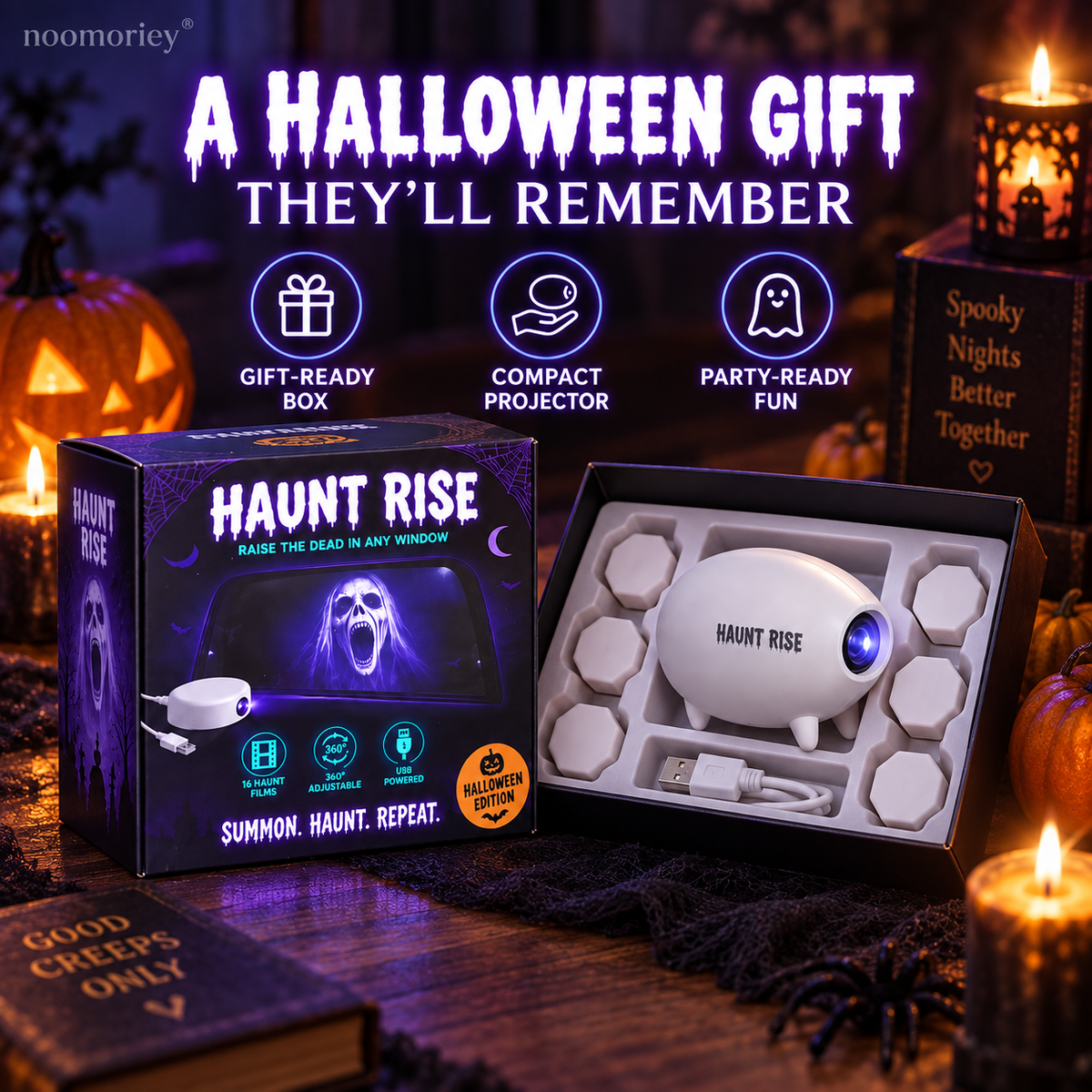 ๐๐ Halloween Window Projector ๐ป 16 Spooky Films USB Powered Holiday Decor