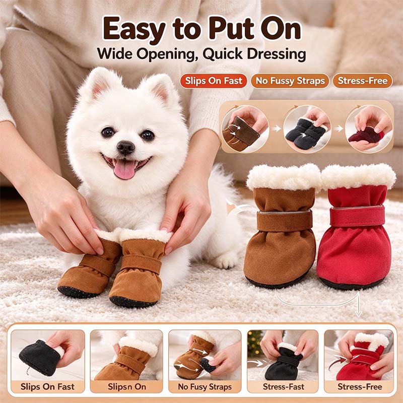 🐕Soft Velvet Puppy Booties, Warm Non-Slip Paw Covers for Small Dogs 🐾