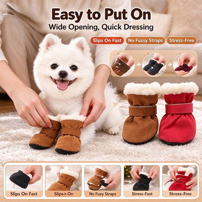 🐕Soft Velvet Puppy Booties, Warm Non-Slip Paw Covers for Small Dogs 🐾