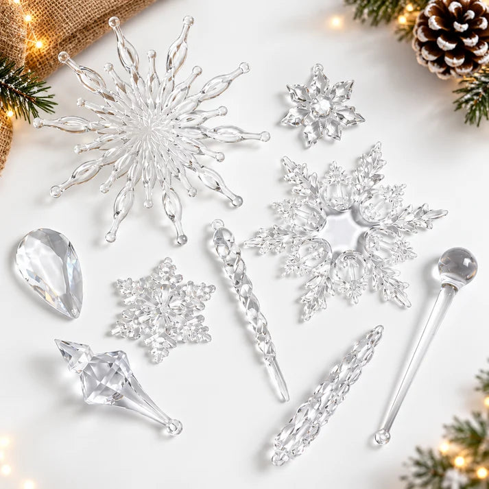 ❄️Clear Crystal Snowflake & Icicle Christmas Ornaments