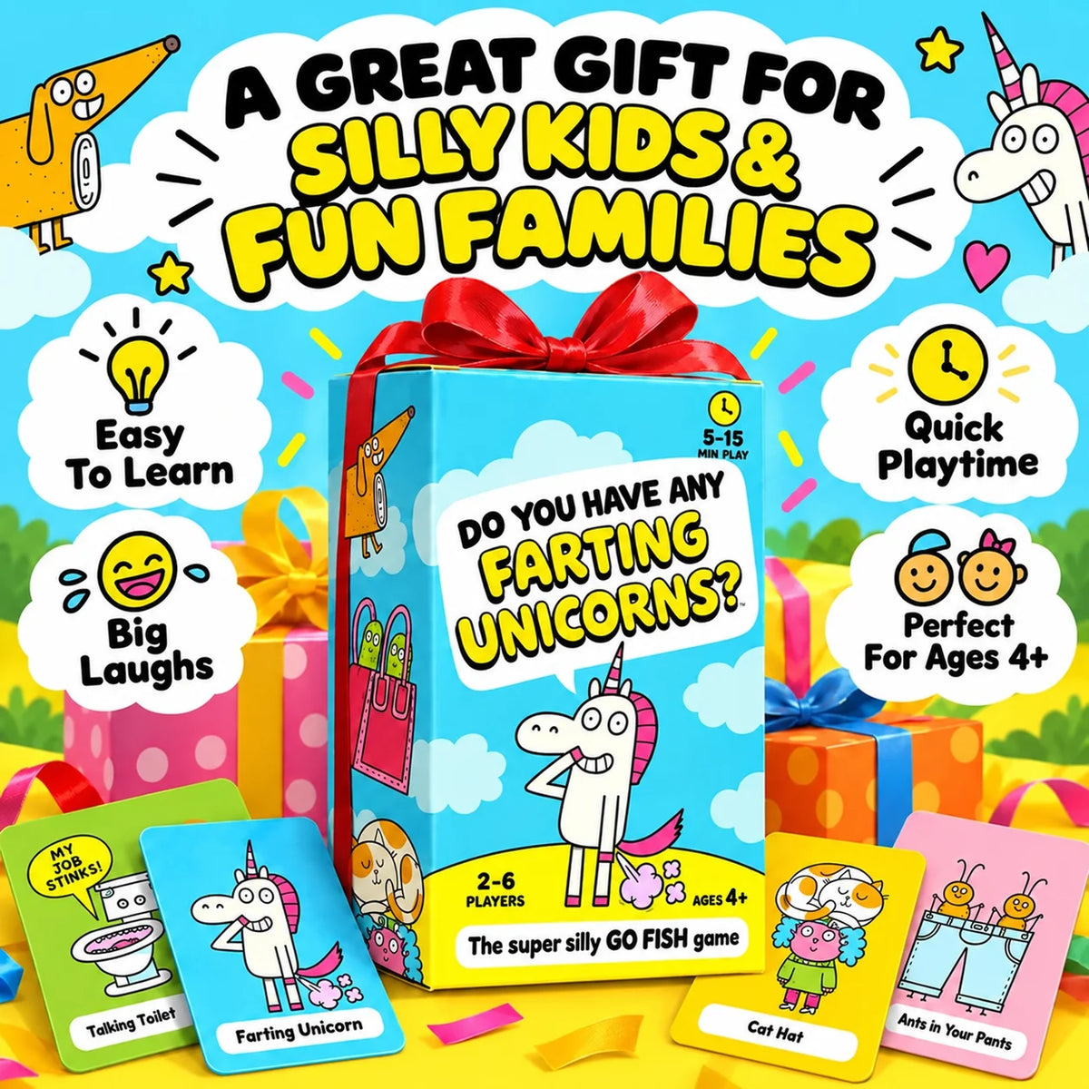 😂 50% OFF Today! Super Silly Go Fish Card Game for Kids & Family Game Night