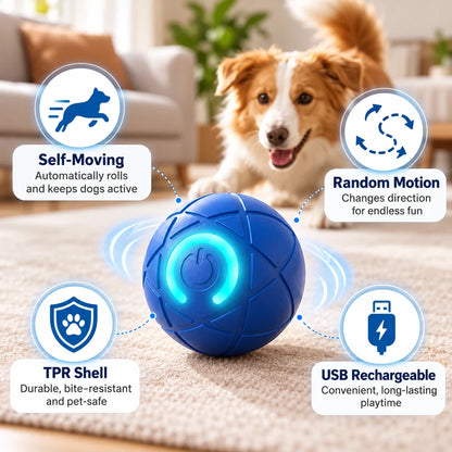 🔥Last day 50% OFF-Self-Moving Interactive Dog Ball – USB Rechargeable Pet Toy🐾