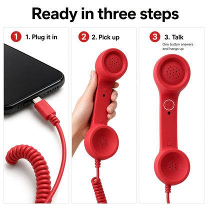 ☎️ Retro Wired Phone Handset for Smartphones – USB-C & 3.5mm 📞