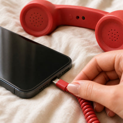 ☎️ Retro Wired Phone Handset for Smartphones – USB-C & 3.5mm 📞