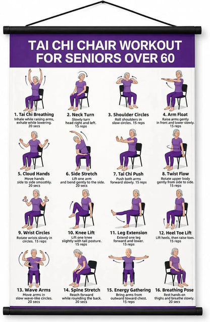 🔥Tai Chi Chair Workout Chart for Seniors (16 x 24 inches)