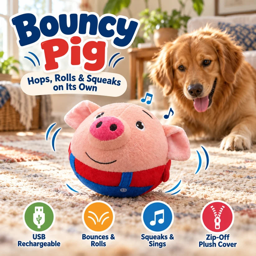 🔥HOT SALE🔥Interactive Bouncing Plush Dog Toy – Rechargeable Rolling, Squeaking & Singing Pet Toy