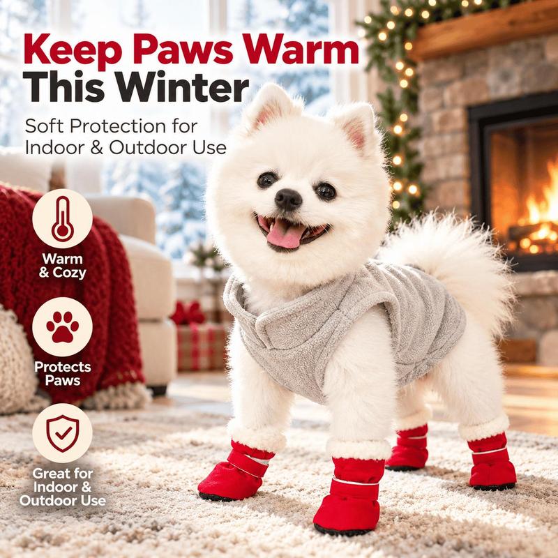 🐕Soft Velvet Puppy Booties, Warm Non-Slip Paw Covers for Small Dogs 🐾