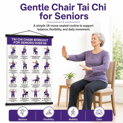 🔥Tai Chi Chair Workout Chart for Seniors (16 x 24 inches)