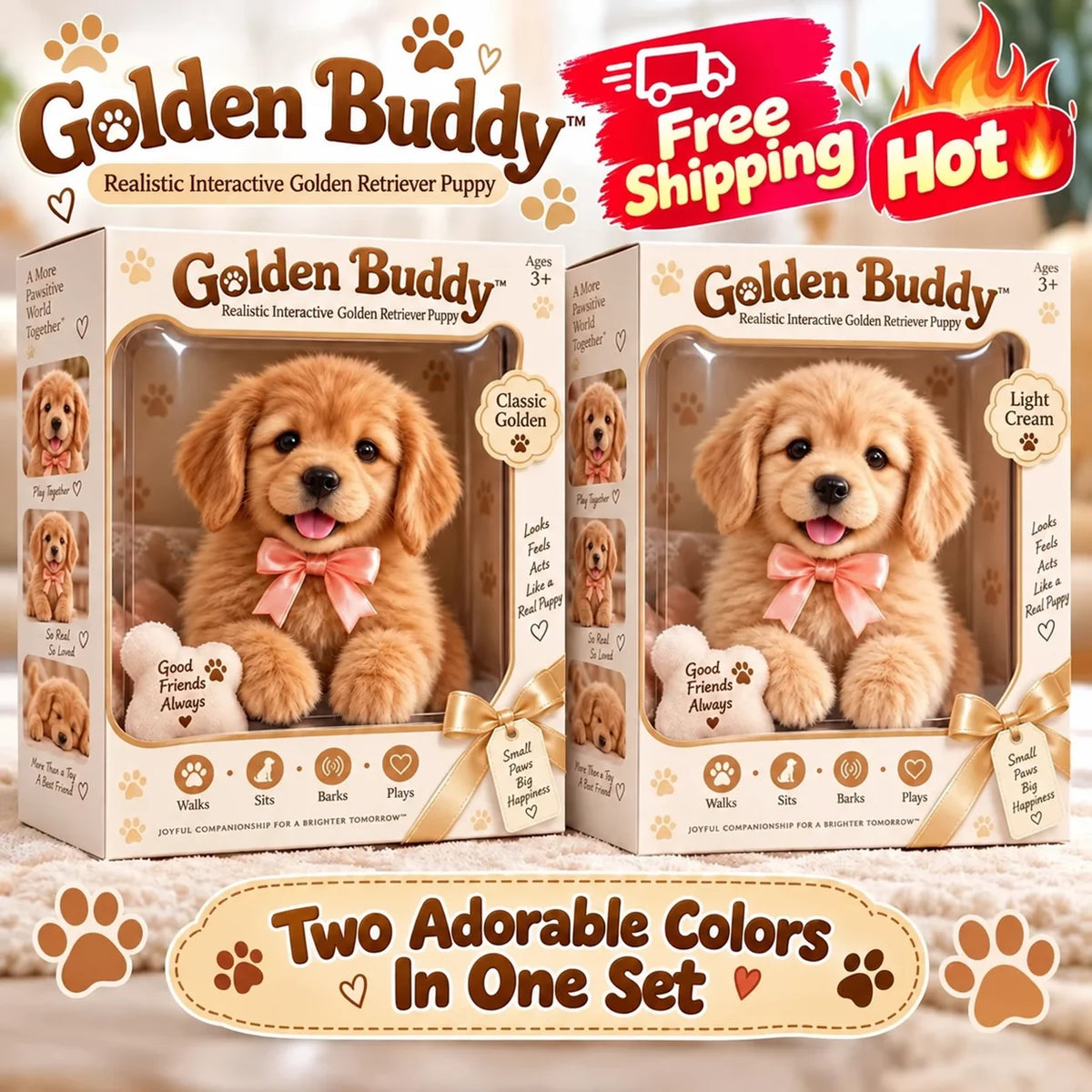 🎄54% OFF🐕🐾 Golden Buddy™ Realistic Interactive Golden Retriever Puppy