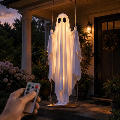 Light-Up Swinging Hanging Ghost Halloween Outdoor Decoration