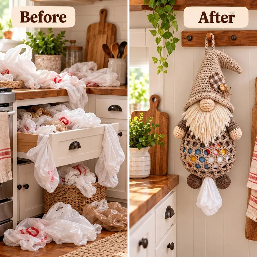 ⏳ Last Day 49% OFF – 🧶 Beginner-Friendly Gnome Crochet Bag Holder DIY Kit | 6 Charming Designs with Yarn, Tools & Guide Included 🍄