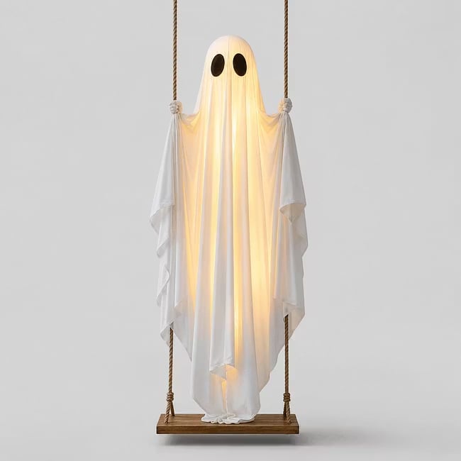 Light-Up Swinging Hanging Ghost Halloween Outdoor Decoration