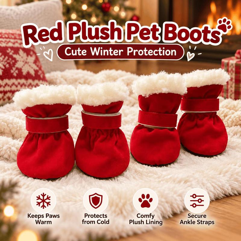 🐕Soft Velvet Puppy Booties, Warm Non-Slip Paw Covers for Small Dogs 🐾
