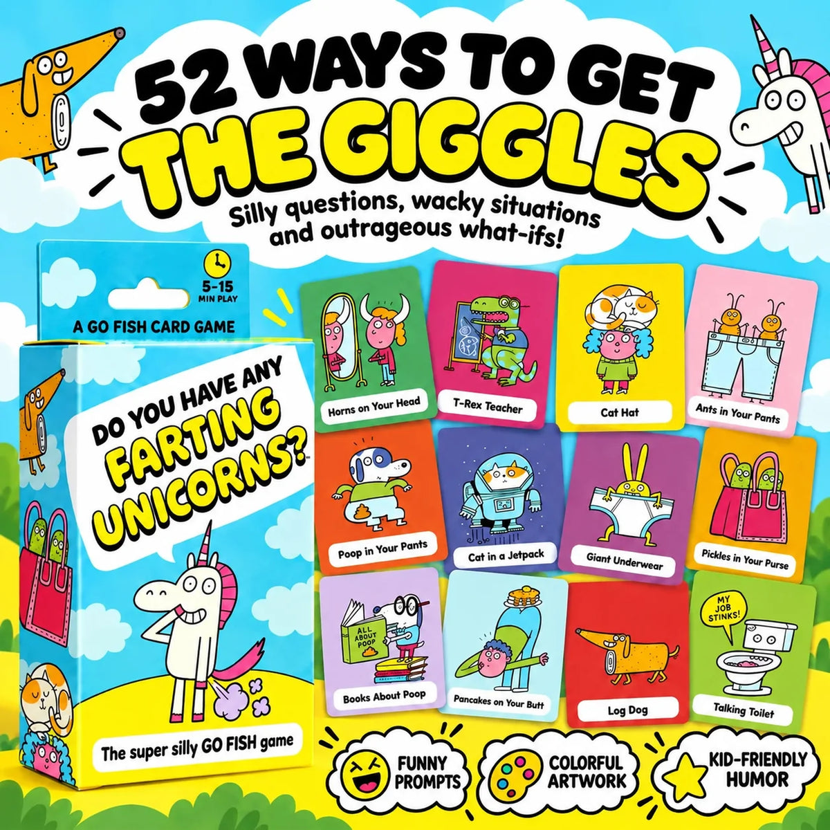 😂 50% OFF Today! Super Silly Go Fish Card Game for Kids & Family Game Night