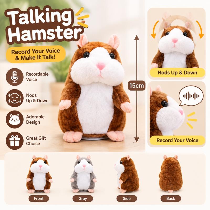 🐹LIMITED-TIME 50% OFF! ⏰Talking Hamster Plush – repeats whatever you say, auto head-shaking, hilarious fun for kids & adults🎁
