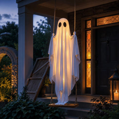 Light-Up Swinging Hanging Ghost Halloween Outdoor Decoration