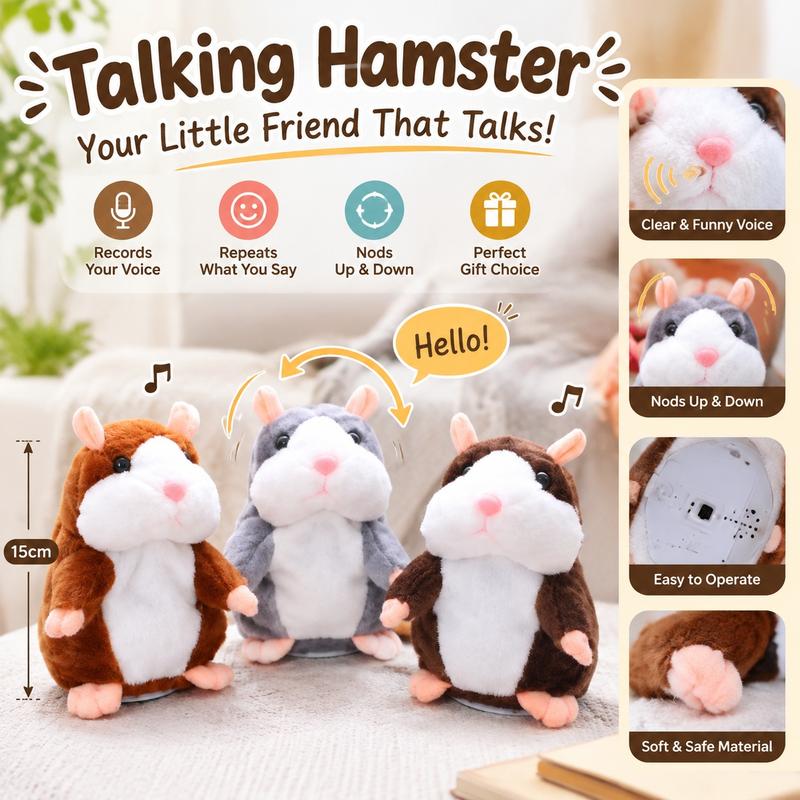 🐹LIMITED-TIME 50% OFF! ⏰Talking Hamster Plush – repeats whatever you say, auto head-shaking, hilarious fun for kids & adults🎁