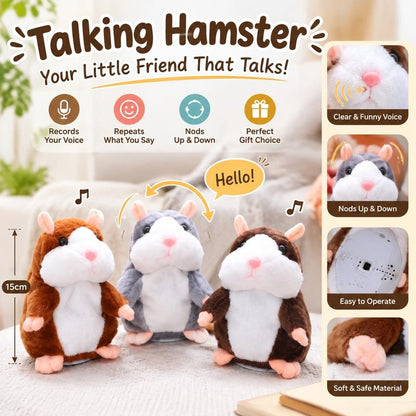 🐹LIMITED-TIME 50% OFF! ⏰Talking Hamster Plush – repeats whatever you say, auto head-shaking, hilarious fun for kids & adults🎁
