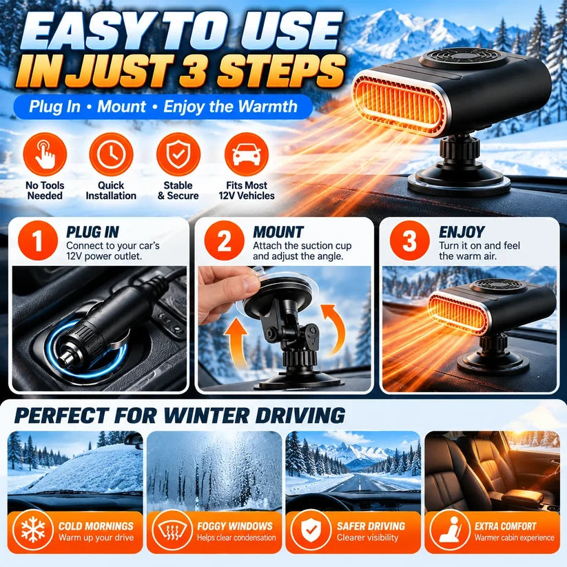 ❄️ Tired Of Freezing In Your Car? 🚗 – 12v Portable Car Heater With Fast Heating & Windshield Defrosting