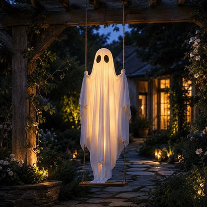 Light-Up Swinging Hanging Ghost Halloween Outdoor Decoration