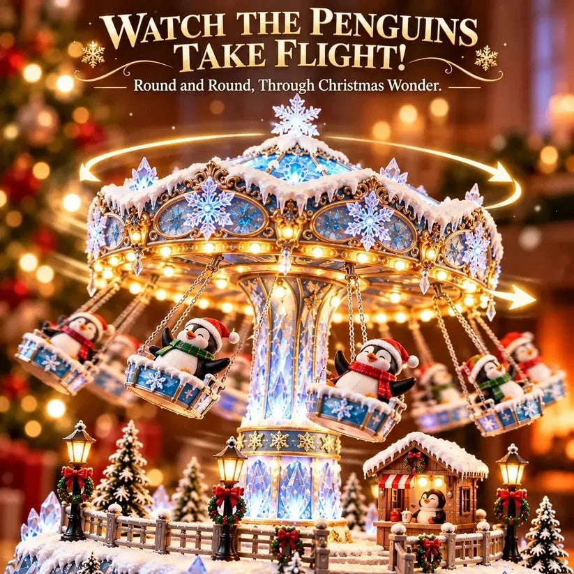 🎄 Christmas Sale 50% Off! 🐧 Penguin Winter Swing Carnival™ – Light-up Rotating Christmas Decoration ❄️✨