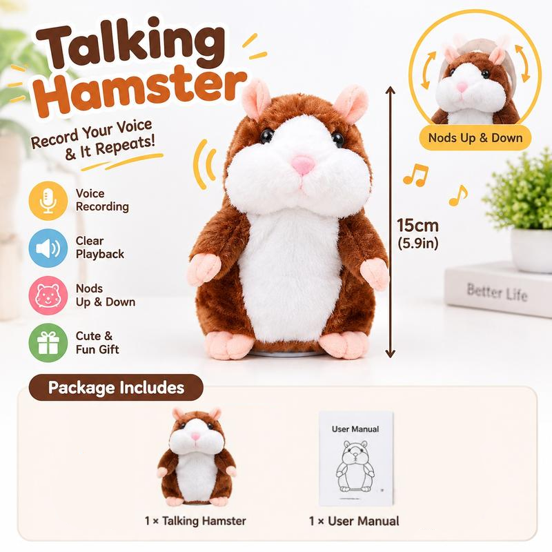 🐹LIMITED-TIME 50% OFF! ⏰Talking Hamster Plush – repeats whatever you say, auto head-shaking, hilarious fun for kids & adults🎁