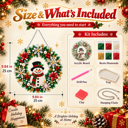 Hot Sale⛄Christmas Pearl Diamond Painting Pendant Kit with LED String Lights
