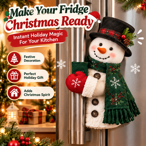 🎅 Santa & Snowman Christmas Fridge Handle Decorations