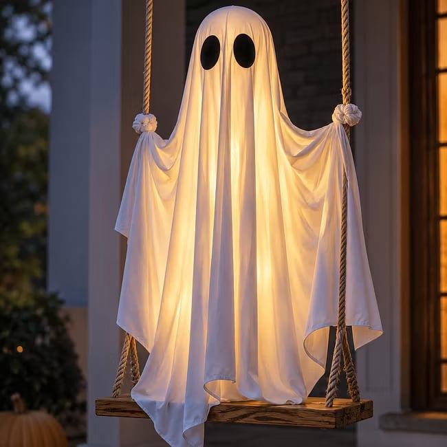 Light-Up Swinging Hanging Ghost Halloween Outdoor Decoration