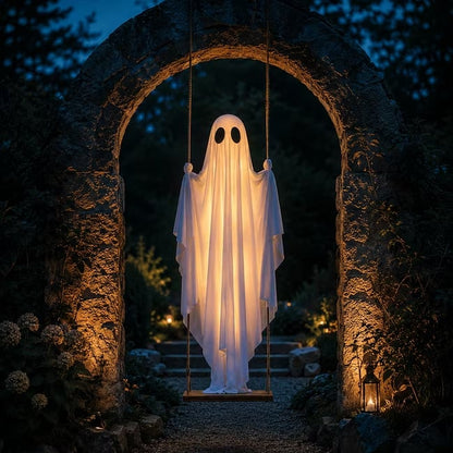 Light-Up Swinging Hanging Ghost Halloween Outdoor Decoration