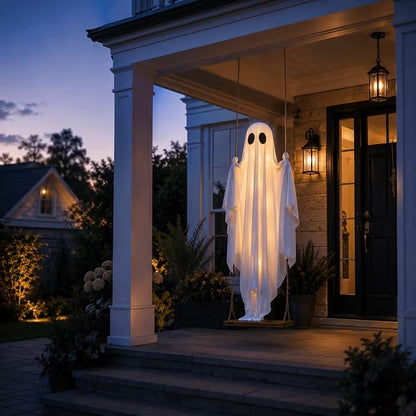 Light-Up Swinging Hanging Ghost Halloween Outdoor Decoration