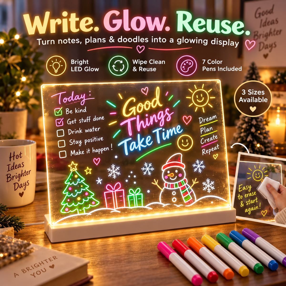 ✨ Reusable LED Message Board – Write, Glow, Wipe & Create Again