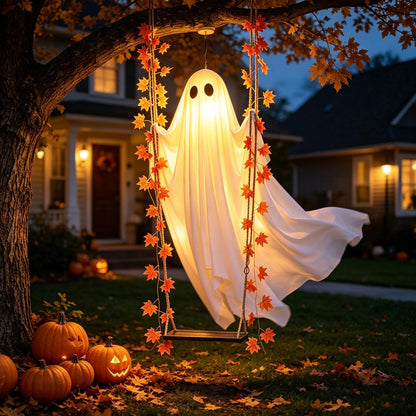 Light-Up Swinging Hanging Ghost Halloween Outdoor Decoration