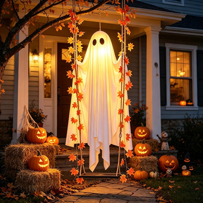 Light-Up Swinging Hanging Ghost Halloween Outdoor Decoration