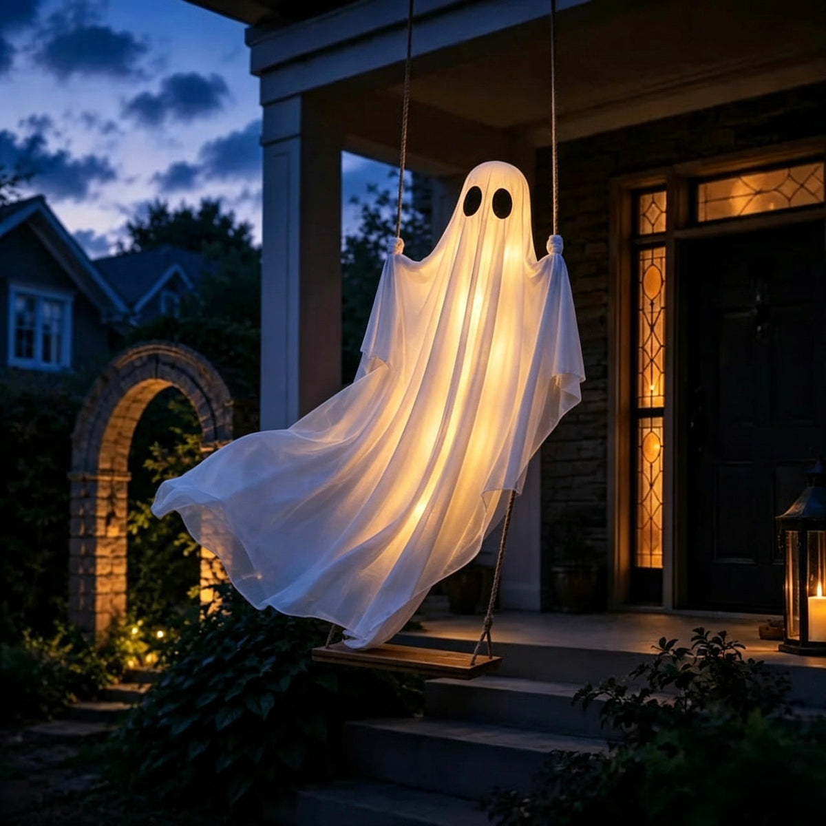 Light-Up Swinging Hanging Ghost Halloween Outdoor Decoration