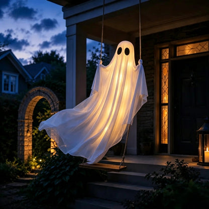 Light-Up Swinging Hanging Ghost Halloween Outdoor Decoration