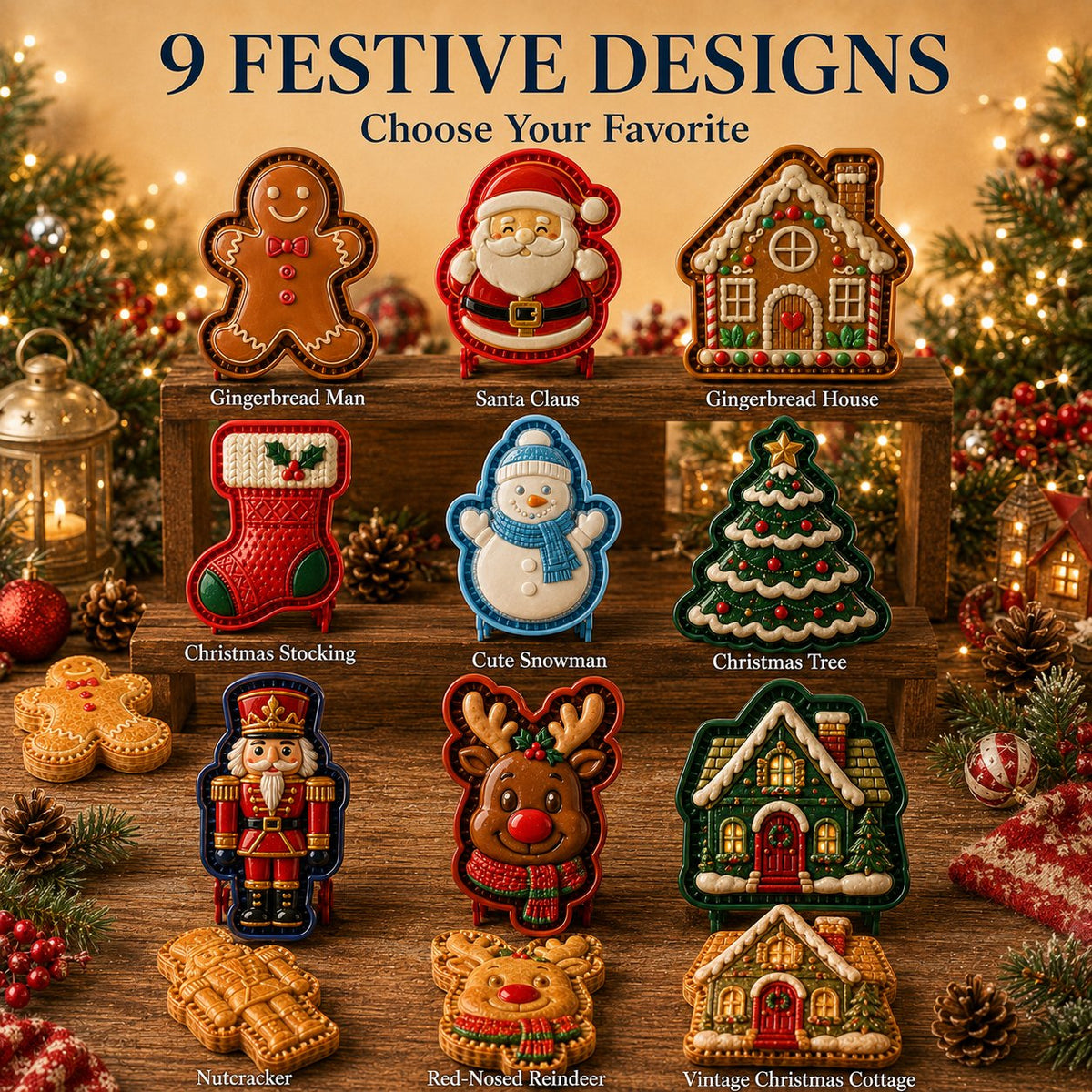 🎄 9-Design Christmas Mini Pie Mold – Festive Pastry Press